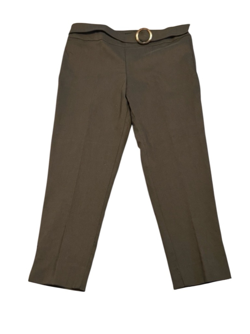 Zac & Rachel Black Cropped Pleated Dress Pants with Silver Belt Buckle Size 16